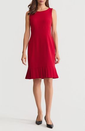 Kasper Pleat Hem Sleeveless Sheath Dress in Fire Red at Nordstrom, Size 12P