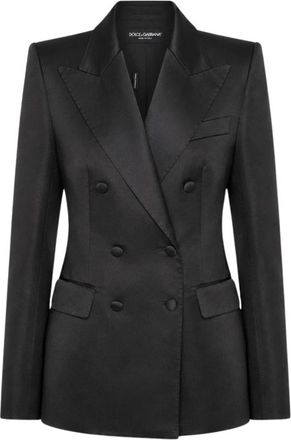 Dolce & Gabbana Dubbelrijige Jas - Dames - Blazers - Zwart - S - Leer - Jassen