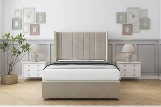 Comfort Beds Palermo Plush Divan Set 2 Drawers-54 Wingback in Cream | Size: King