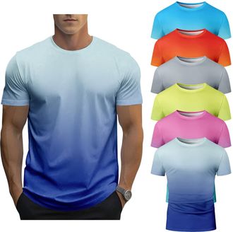 Generic 6 Pack Mens Gradient Color T-Shirt, Short Sleeve Crewneck, Summer Short Sleeved Round Neck Gradient T-Shirt (UK, Alpha, XXL, Regular, Regular, 8)