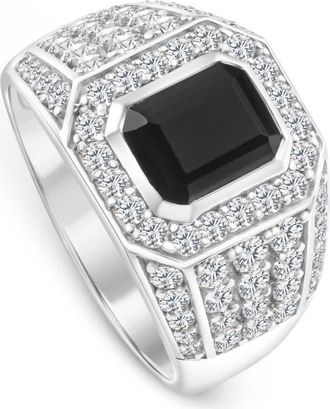 Pompeii3 Mens 1 1/2Ct Diamond & Emerald Onyx Ring White, Yellow, or Rose Gold Lab Grown