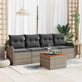 vidaXL Vidaxl - Conjunto De Sof&aacute; De Jard&iacute;n 5 Pcs Gris Polirat&aacute;n