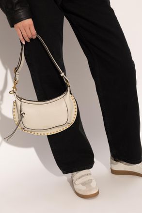 Isabel Marant Leather Shoulder Bag Oskan Moon, Womens, Cream
