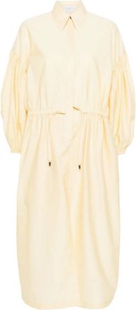 Brunello Cucinelli Pastelgele Ballonmouw Maxi Jurk - Dames - Shirt Kleedjes - Geel - M - Kleedjes