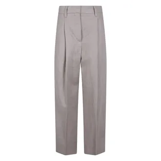 Brunello Cucinelli Broeken, Dames, Beige, XL, Wide Broeken