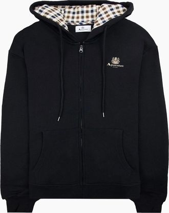 Aquascutum Mens Aquascutum Small Logo Full Zipped Hoodie Black 16 - Size: Regular/36