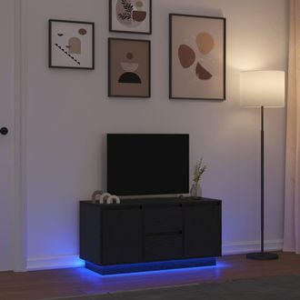 Berkfield Home TV Cabinet with LED Lights Black Oak 100x41x50 cm | Size: 100 x 41 x 50 cm