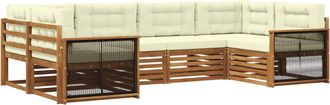 vidaXL Conjunto De Sof&aacute;s De Exterior 6 Uds. Natural Y Crema Vidaxl