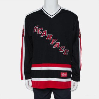 SUPREME Black Scarface Embroidered Synthetic Paneled Hockey Jersey