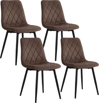 Relaxdays Silla De Comedor Relaxdays, Set De 4, Terciopelo, Patas Met&aacute;licas, 120 Kg, Sal&oacute;n Y Cocina, Silla Tapizada, Marr&oacute;n