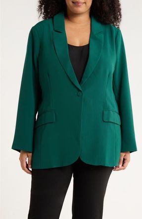 Sugarlips Chelsea One-Button Blazer in Emerald at Nordstrom, Size 2X