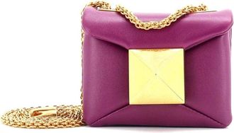 Valentino Purple Sheep Leather One Stud Chain Flap Bag Micro (Authentic Pre- Loved)