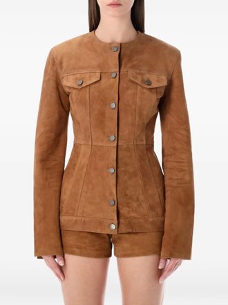 Haikure buttoned suede jacket - Brown