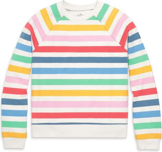 primary Womens Fit French Terry Stripe Sweatshirt in Ivory Candy Stripe at Nordstrom, Size Xx-Large