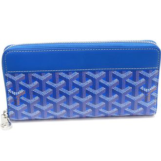 Goyard Sky Blue PVC Canvas Calf Long Wallet