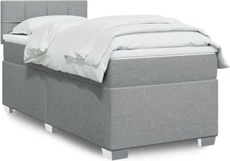 vidaXL Cama Box Spring Con Colch&oacute;n Tela Gris Claro 80x200 Cm Vidaxl