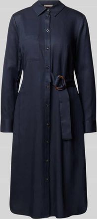 Christian Berg Knielanges Kleid mit Bindegürtel in Marine, Größe 34