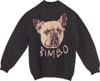 Moschino Zwarte Oversized Jacquard Gebreide Trui - Dames - Ronde hals truien - Zwart - S - Wol - Truien & Vesten