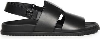 Dolce & Gabbana Platte sandalen - Heren - Sandalen - Zwart - 40 EU - Leer - Schoenen