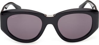 Max Mara 52mm Round Sunglasses in Black Ruthenium /Smoke at Nordstrom