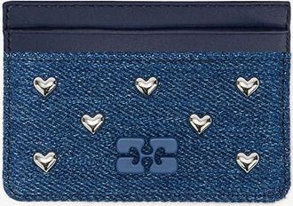 Ganni Blue Bou Card Holder in Denim