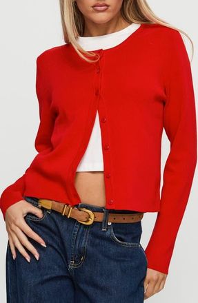 Princess Polly Old Burlington Relaxed Cardigan in Red at Nordstrom, Size X-Small