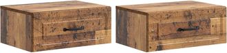 vidaXL Mesita De Noche De Pared 2 Uds. Madera Envejecida Vidaxl