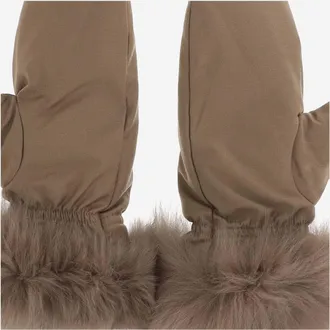 Yves Salomon Womens Beige Wool Blend Gloves With Fox Fur Virgin