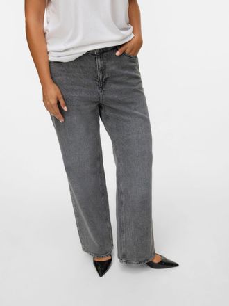 Vero Moda Curve High-waist-Jeans VERO MODA CURVE VMCTESSA HR WIDE J RA206 GA CUR NOOS, Damen, Gr. 50, L&auml;nge 32, blau (medium grau denim), Denim/Jeans, Obermaterial: 9