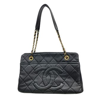 Chanel Black Grained Calfskin Tote Bag (Pre-Owned)