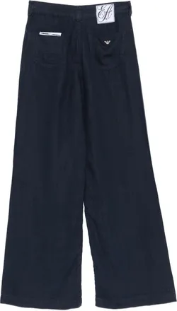 Emporio Armani Linen Wide-Leg Trousers - Navy