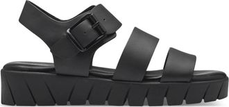 s.Oliver Zwarte Casual Platte Sandalen Vrouwen - Dames - Sandalen - Zwart - 39 EU - Schoenen