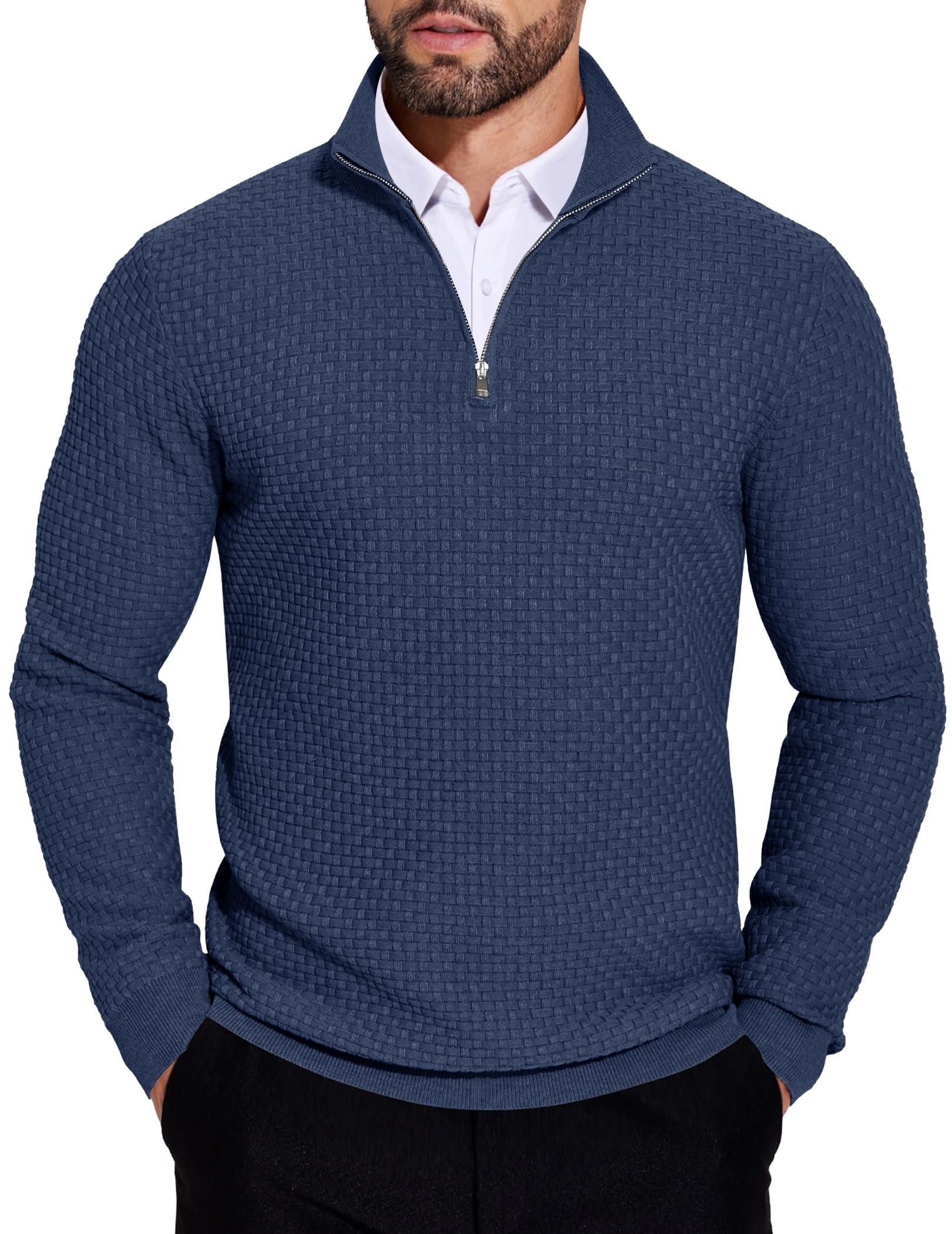 COOFANDY Herren Rollkragenpullover - Feinstrick, Winterpullover, Hellgrau, In Größe M