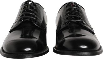 Dolce & Gabbana Black Calfskin Leather Derby Men Dress Shoes