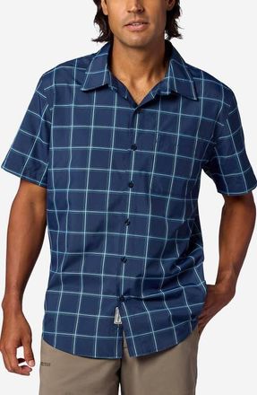 Marmot AirExchange UPF Short Sleeve Button-Up Shirt in Nightfall Off The Grid Plaid at Nordstrom, Size Xx-Large