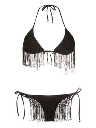 Amir Slama Set bikini a fiori - Nero