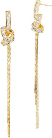 Savvy Cie Jewels CZ KNOT WITH FRINGE EARRINGS