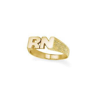 Jewelco London 9ct Gold Personalised Identity Barked Initial Ring | Size: P
