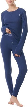 Polo Ralph Lauren Stretch Organic Cotton & Modal Long Pajamas in Navy at Nordstrom, Size X-Small