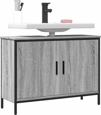 vidaXL Vidaxl - Mobile Lavabo Bagno Grigio Sonoma 80x30x60 cm Legno Multistrato