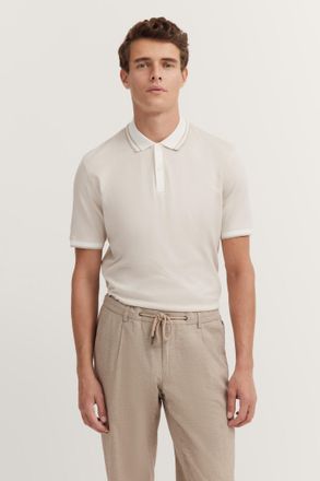 Bugatti Poloshirt BUGATTI, Herren, Gr. L, beige (20, ecru), 100% Baumwolle, unifarben, normal, ohne Ausschnitt, Rippb&uuml;ndchen, Shirts Poloshirt, mit k&ouml;rpernahe