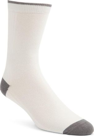 Nordstrom Stripe Cotton Blend Crew Socks in Grey Jet at Nordstrom