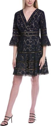 Shani Bar Shani Bell-Sleeve Surplice Lace Dress