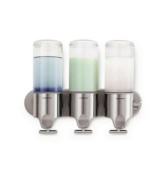 Simplehuman Dispensador De Jab&oacute;n, Champ&uacute; Y Acondicionador Con Soporte, 3x 444 Ml, Acero Inoxidable Cepillado Bt1029