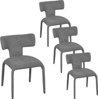 Woltu Woltu Juego De 4 Sillas De Cocina Tapizadas En Lino Colorado Comedor Sal&oacute;n Restaurante, Gris Ahumado