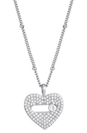 Adornia Cubic Zirconia Heart Pendant Necklace in Silver at Nordstrom Rack