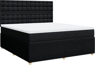vidaXL Vidaxl - Cama Box Spring Con Colch&oacute;n Tela Negro 180x200 Cm