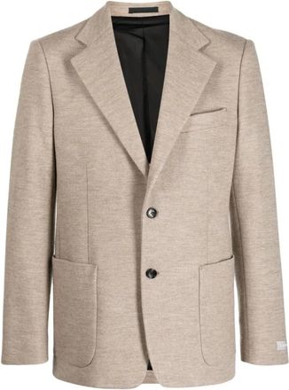 Lanvin Blazers, male, Beige, M, Beige Wool Blazer Notched Collar