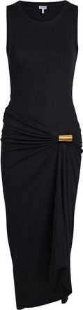 Loewe Draped Stretch-cotton Midi Dress - Black - XS (UK6 / XS)