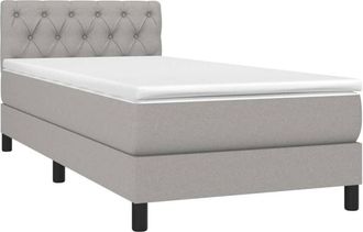 vidaXL Cama Box Spring Colch&oacute;n Y Luces Led Tela Gris Claro 80x200 Cm Vidaxl